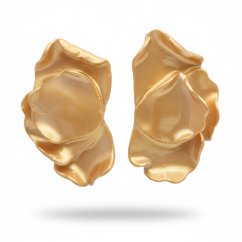 Boucles d'Oreilles Soleil - Pétales Dorés | Argile polymère