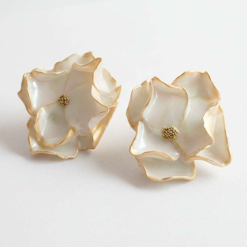 Boucles d'Oreilles Émeraude - Reflets Vert et Doré | Argile polymère