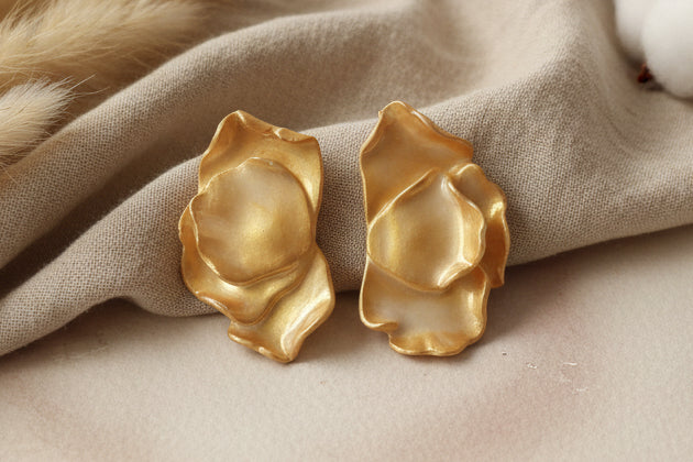 Boucles d'Oreilles Soleil - Pétales Dorés | Argile polymère