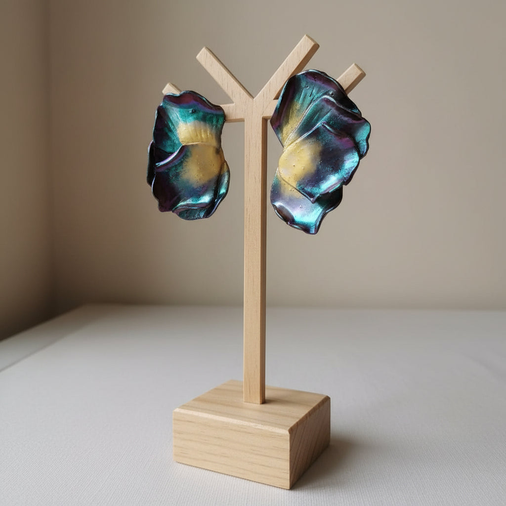 Boucles d'Oreilles Aurora - Turquoise Violet Doré | Argile polymère