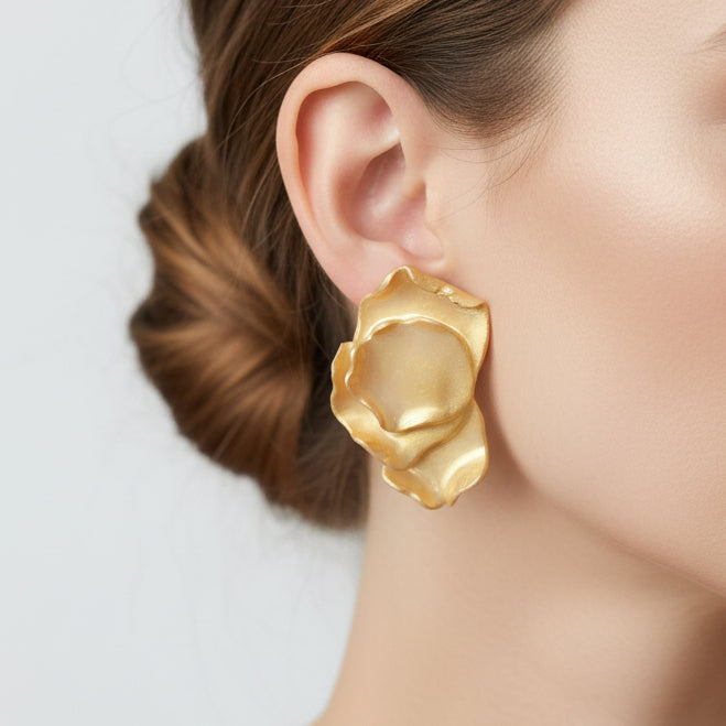 Boucles d'Oreilles Soleil - Pétales Dorés | Argile polymère