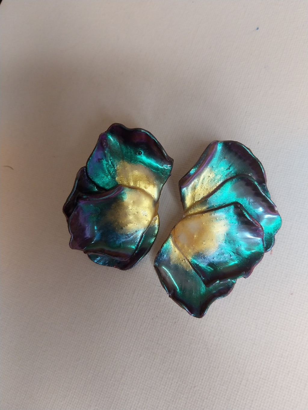 Boucles d'Oreilles Aurora - Turquoise Violet Doré | Argile polymère