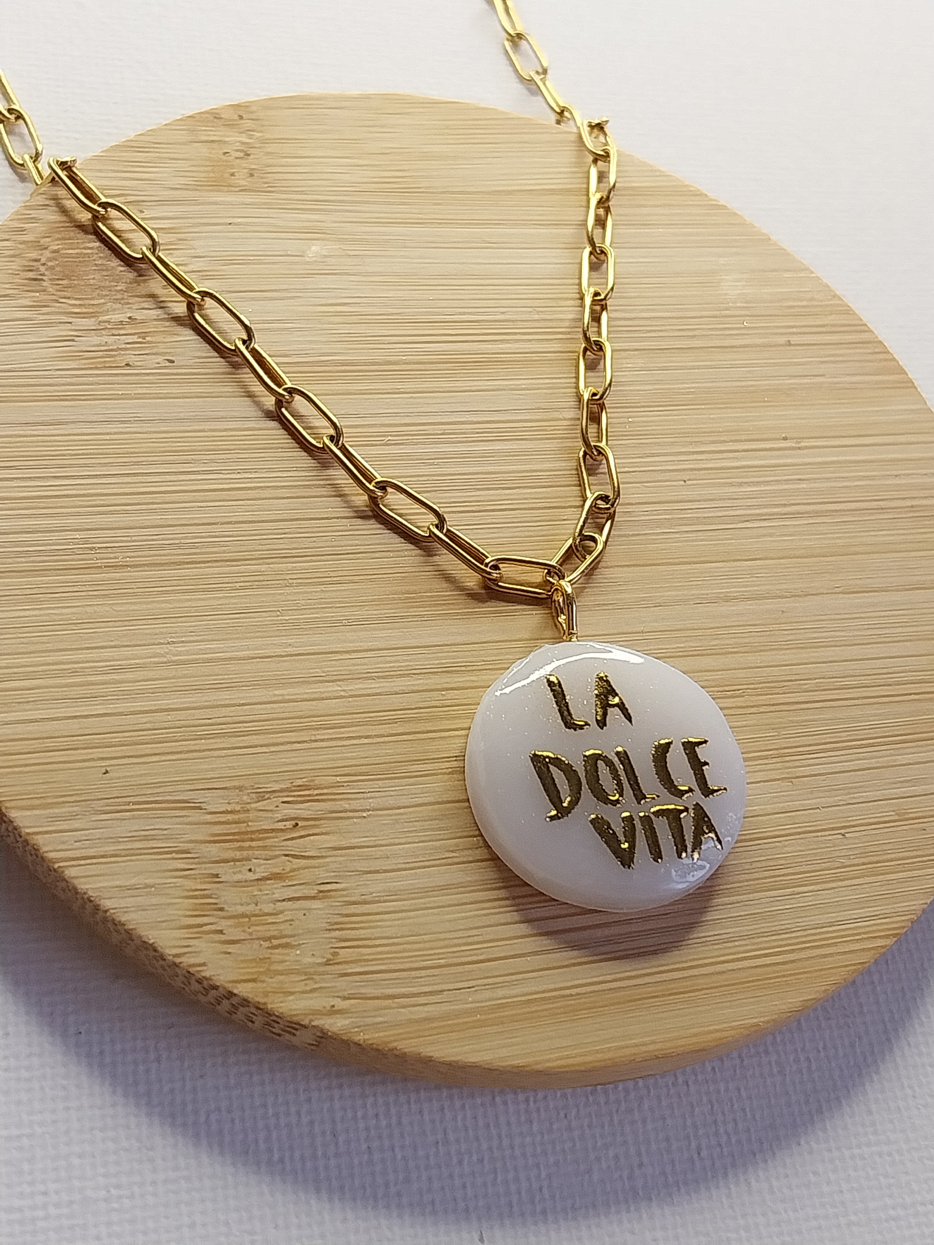 Pendentif "La Dolce Vita" doré Talis&co
