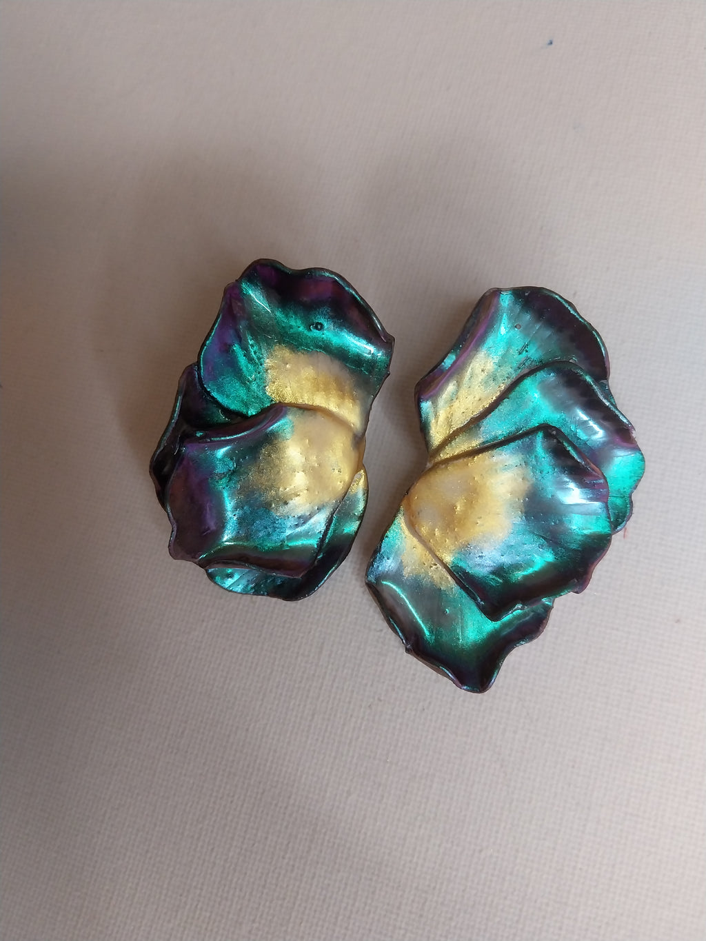 Boucles d'Oreilles Aurora - Turquoise Violet Doré | Argile polymère