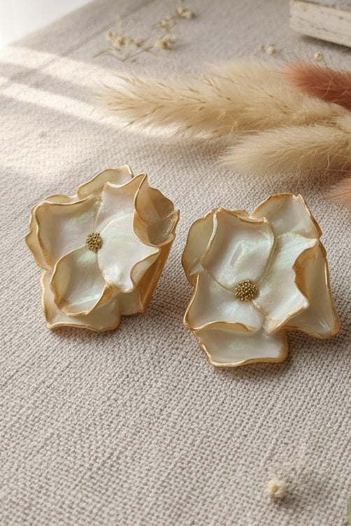 Boucles d'Oreilles Émeraude - Reflets Vert et Doré | Argile polymère