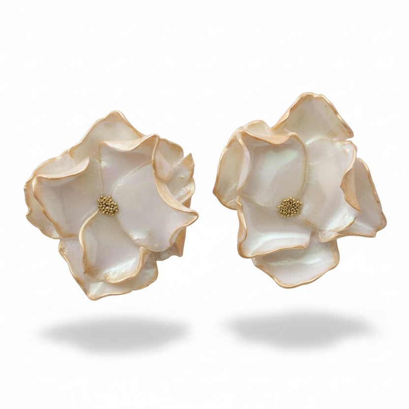 Boucles d'Oreilles Émeraude - Reflets Vert et Doré | Argile polymère